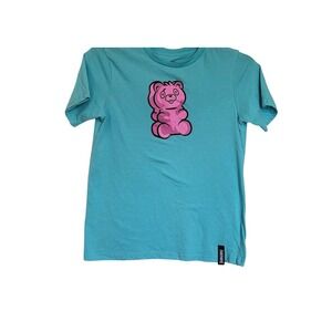 Fortnite Epic‎ Games Boys Turquoise Cuddle Team Leader Pink Gummy Bear Tee Large